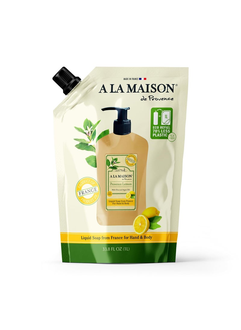 A La Maison Provence Lemon Liquid Soap Doypack Refill 1 L / 33.8 oz