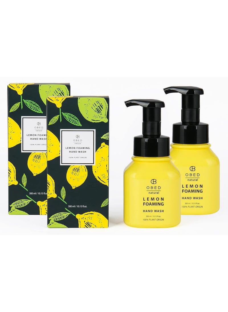 OBED Natural Foaming Hand Soap, Lemon Hand Wash Pump Bottle, Hydrating and Moisturizing with 60% Lemon Extract, Odor Eliminator, 10.15 fl oz (2)
