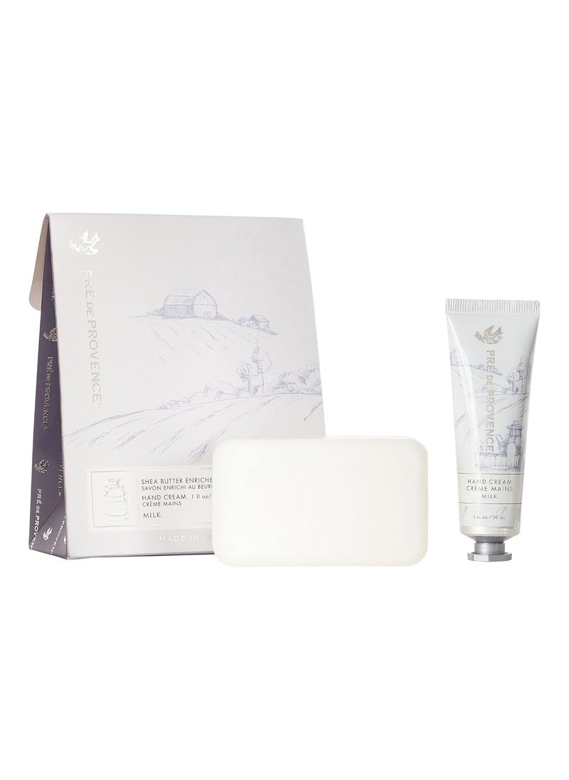 Pre de Provence Gift Set Collection 150 Gram Soap Bar & 1 fl oz Hand Cream, Milk