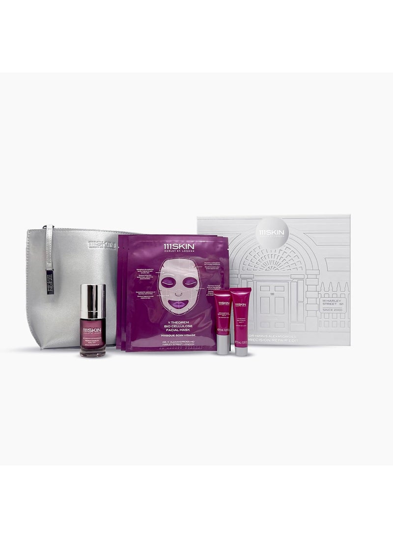 111Skin Precision Repair Edit Giftset, Includes Eye Lift Gel NAC Y2, Repair Serum NAC Y2, Day Cream NAC Y2 & Bio Cellulose Face Mask, Plump Skin & Fight Free Radical Damage, 7 Piece Set