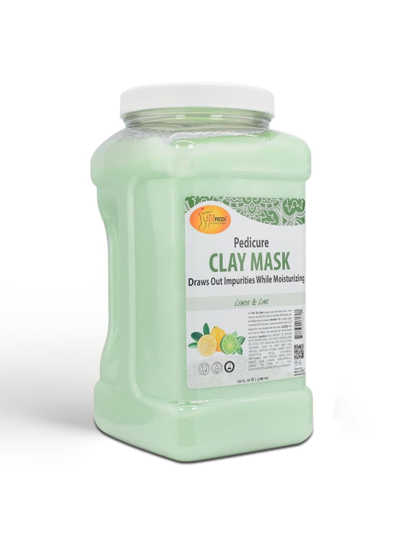 SPA REDI - Clay Mask, Lemon and Lime 128 Oz - Pedicure and Body Deep Cleansing, Skin Pore Purifying, Detoxifying and Hydrating