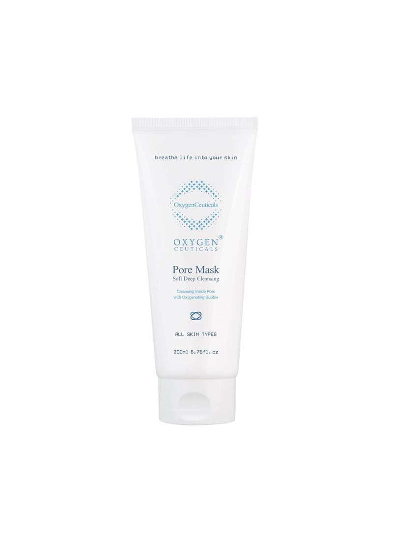 Oxygen Ceuticals Pore Mask Cleanser for Face, 200 ML/6.76 oz, Oxygen Bubbles Foam Cleanser, All Skin Types.
