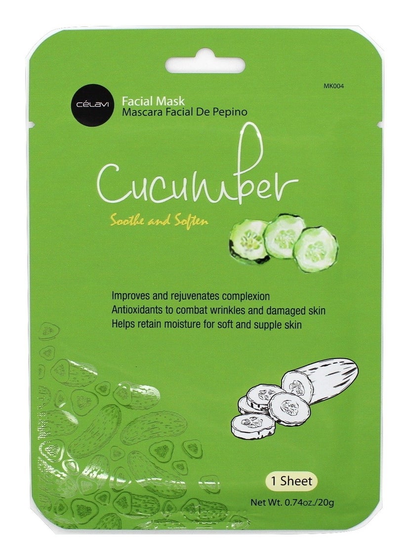 Celavi Essence Facial Mask Paper Sheet Korea Skin Care Moisturizing 12 Pack (Cucumber)