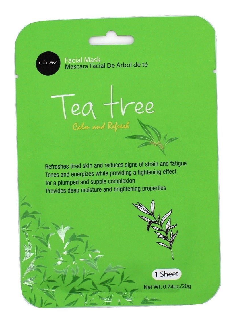 Celavi Essence Facial Mask Paper Sheet Korea Skin Care Moisturizing 12 Pack (Tea Tree)