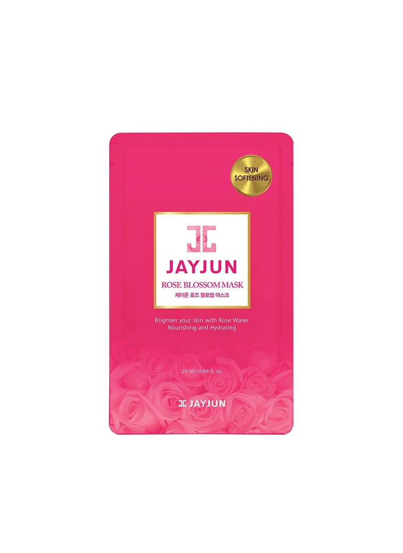 JAYJUN Rose Blossom Mask,Pack of 10 Sheets, 0.84 fl. oz,25ml, Rose, Hydrating, Brightening