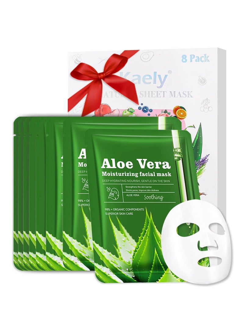Face Sheet Mask Skincare,Hydrating Spa Face Mask For Sensitive Skin,Moisturize,Nourish for All Skin Types,Natural Skin Care Spa Face Mask for Women Men Girls,Pack of 8