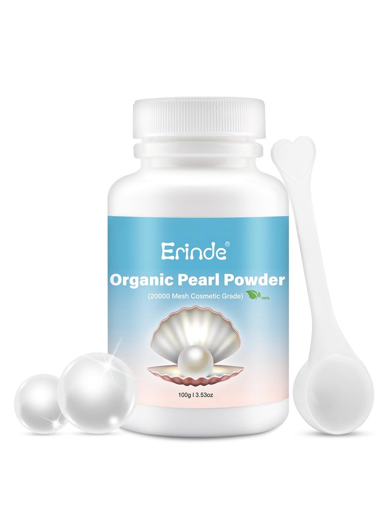 Erinde Pearl Powder Organic, 100% Natural Freshwater Organic Pearl Powder for DIY Face Mask Cream Serums Lotion, Cosmetic Grade Pearl Powder, 100g/3.52oz