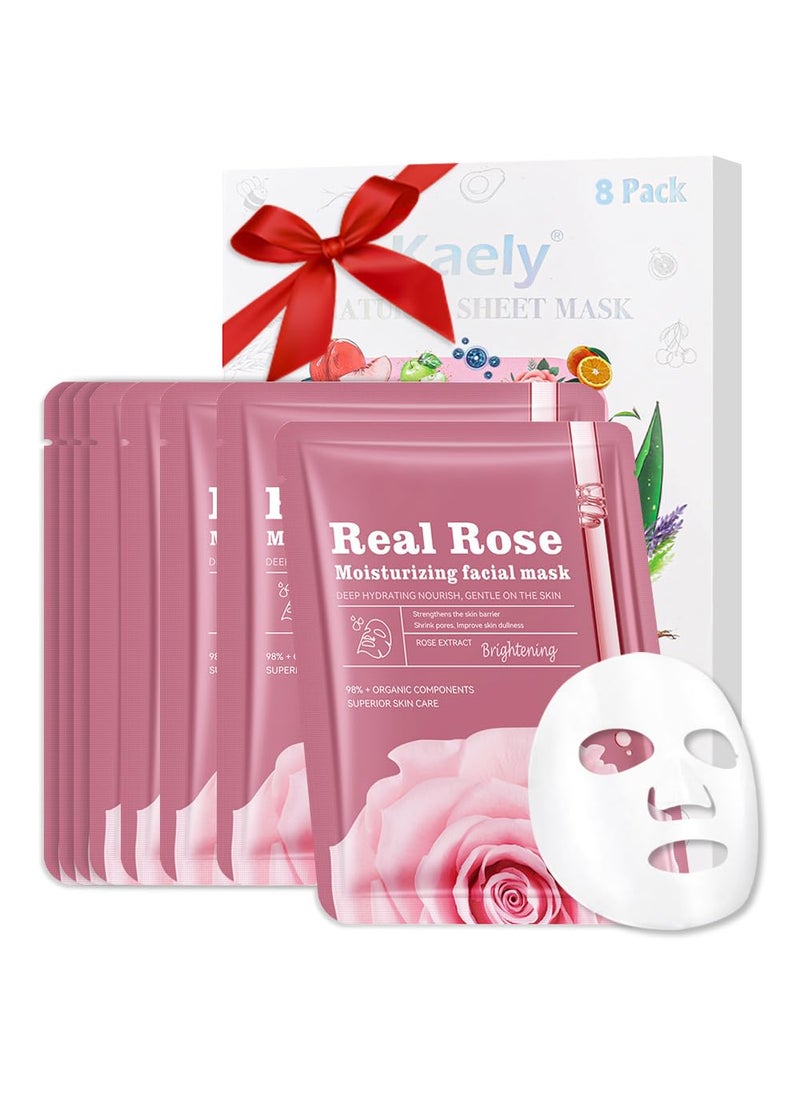 Face Sheet Mask Skincare,Hydrating Spa Face Mask For Sensitive Skin,Moisturize,Nourish for All Skin Types,Natural Skin Care Spa Face Mask for Women Men Girls,Pack of 8