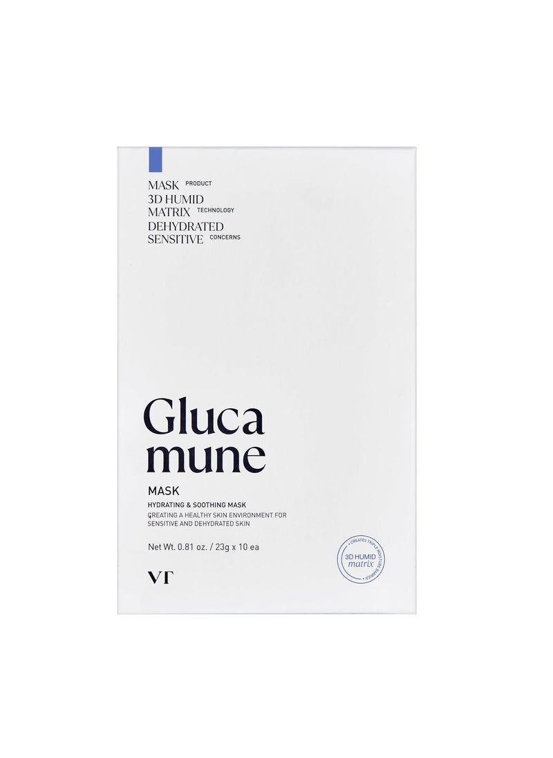 VT COSMETICS Glucamune Mask, Vegan mucin, Soothing & Calming, For All Skin Types10pcs