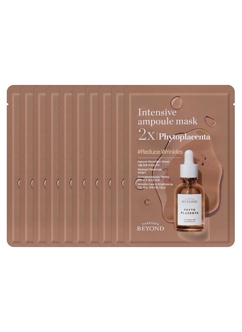 BEYOND Intensive Ampoule Mask 2X Phytoplacenta (25ml/0.85fl oz * 10 sheets) - Dermatologically Tested Hypoallergenic Sheet Masks for Improved Skin Elasticity