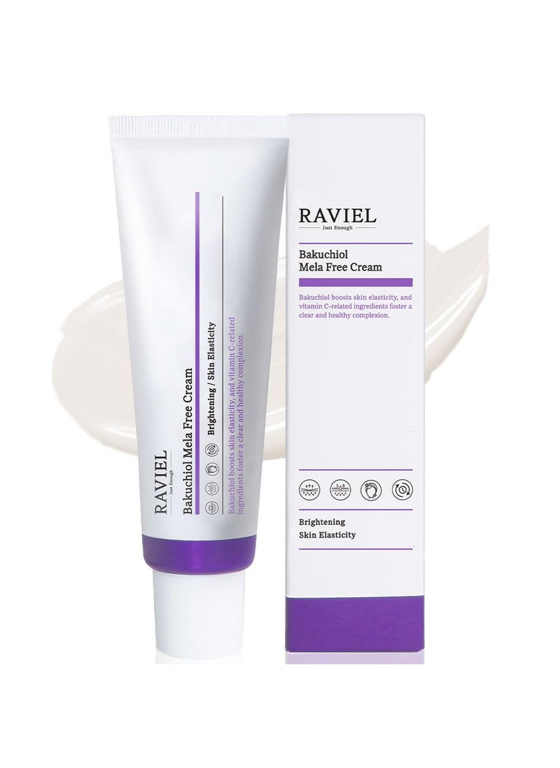 RAVIEL Bakuchiol Mela-Free Cream | Anti-Wrinkle | Melasma & Blemish Care | Dark spot remover | Clinically Tested for Melasma | Korean Skincare (1.7 fl oz, Pack of 1)