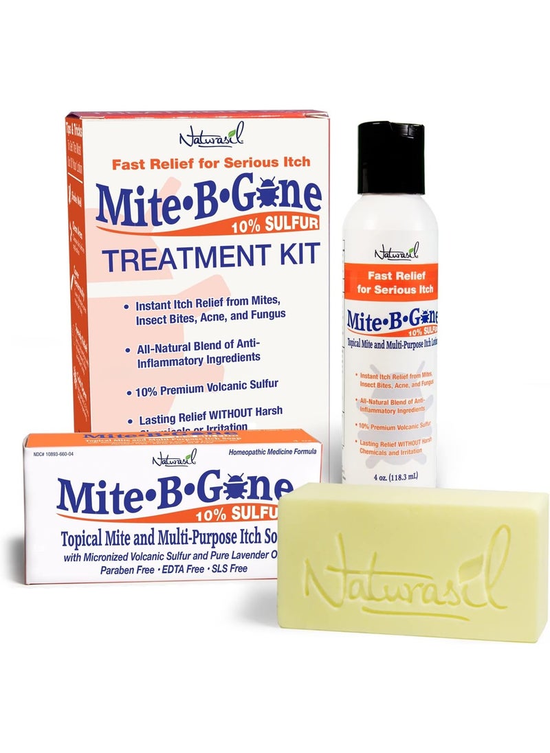 Mite Treatment Lotion & Soap by Mite-B-Gone |Natural Relief for Acne, Bug Bites, Skin Redness & Itching, Discomfort & Rosacea | Safe for Kids and Adults| Treatment Kit
