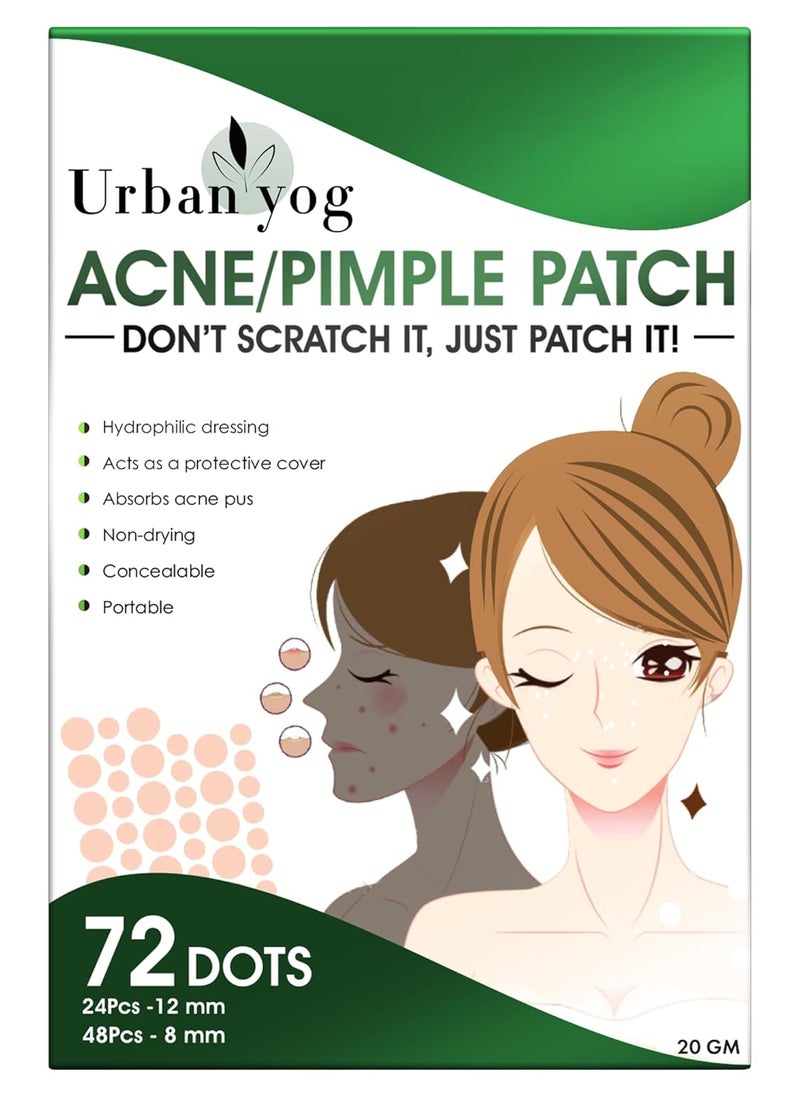 Acne Pimple Patch - 72 Invisible Facial Stickers cover with 100 Hydrocolloid, overnight Pimple - Acne Absorbing patch (Single)