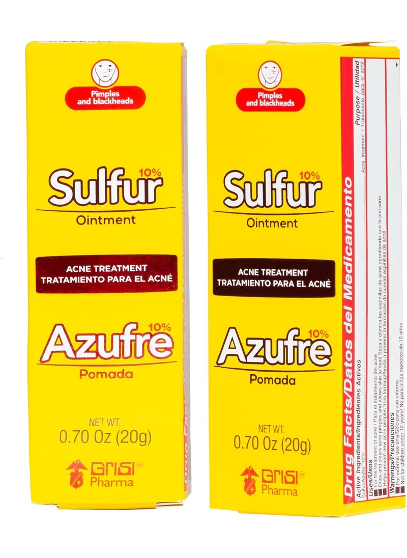 Sulfur Ointment with 10% Sulfur, Assists You in Treating Pimples, Blackheads or Blemishes, Acne Treatment, 2 Count