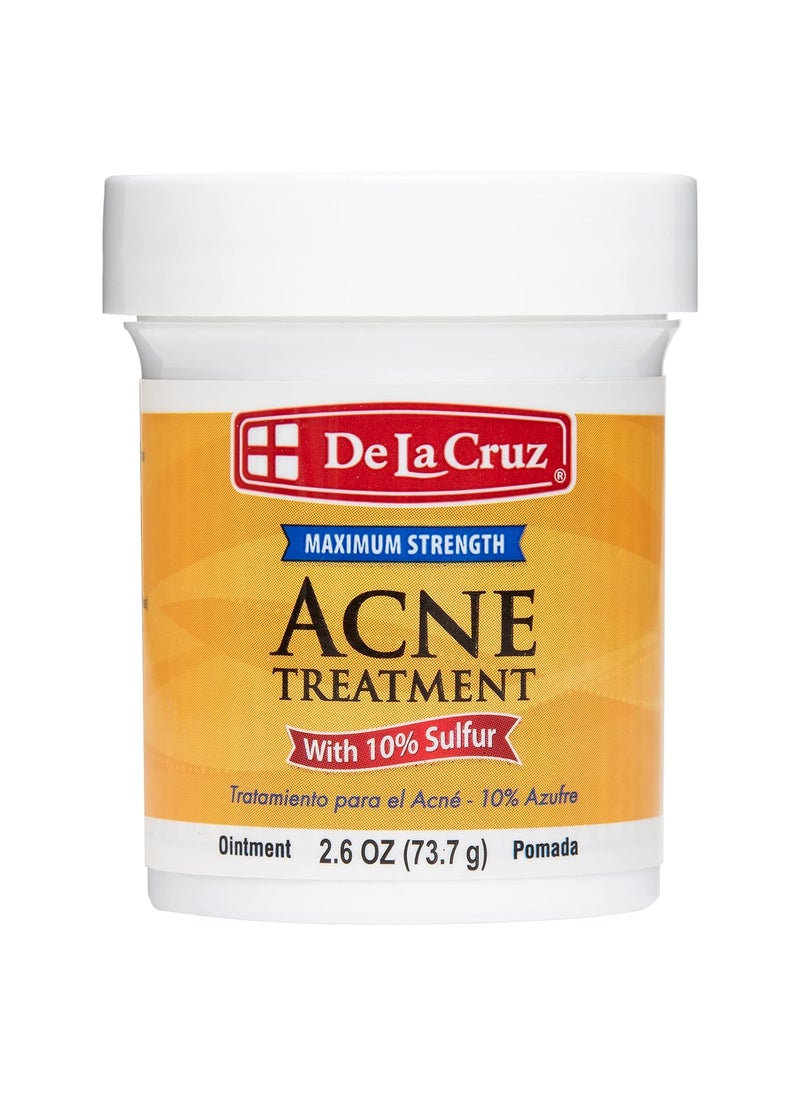 De La Cruz 10% Sulfur Ointment - Cystic Acne Treatment for Face and Body - Daily 10 Min Spot Treatment Mask - Safe and Effective Game Changing Hormonal Acne Treatment That Clears Up Pimples - 2.6 oz