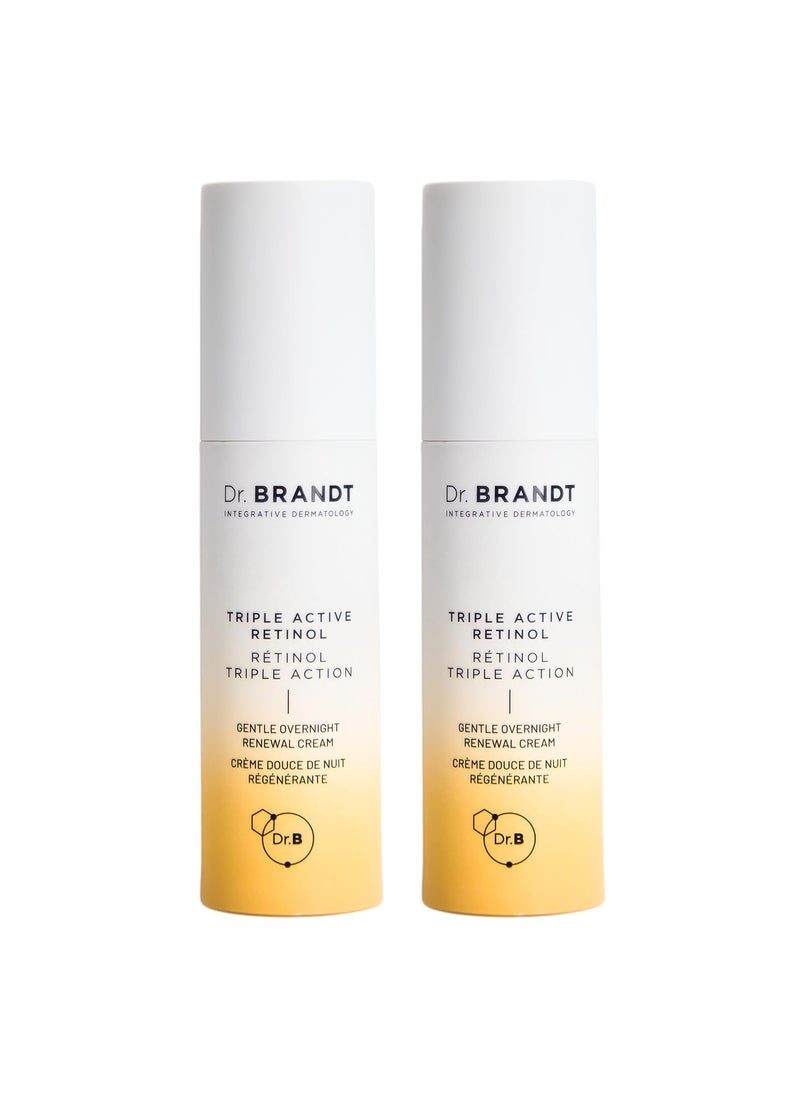 Dr. Brandt Bright This Way Triple Active Retinol - 1 oz, Pack of 2 - Gentle Overnight Renewal Cream - Reduces Wrinkles & Discoloration, Illuminates & Hydrates