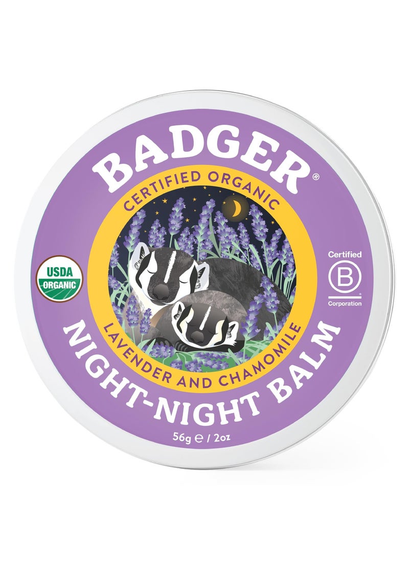 Badger Night Night Balm, 100% Organic Aromatherapy Kids Sleep Aid w/Chamomile & Lavender, Helps Kids Sleep w/Calming Essential Oils, Long Lasting 2 oz Tin