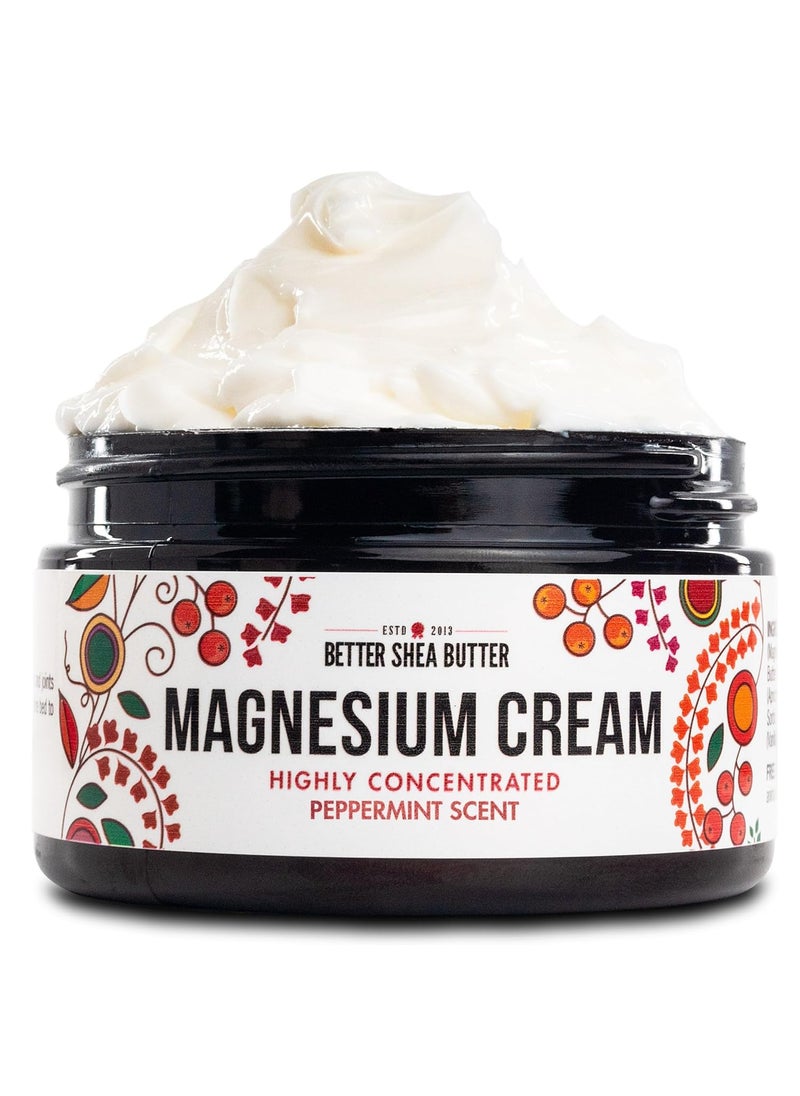 Magnesium Good Night Cream | Relieves Muscle Tension and Leg Cramps | Night Lotion Safe for Pregnancy, Kids and Babies | Organic and Natural Ingredients| Vegan, US made | (Peppermint)