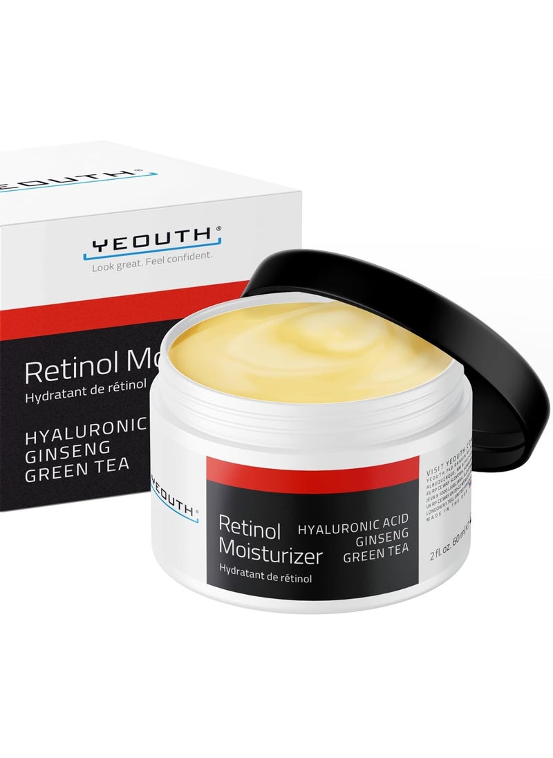 YEOUTH Retinol Cream for Face, Retinol Face Cream for Women and Men with Hyaluronic Acid and Green Tea, Night Moisturizer for a Smoother Appearance 2oz