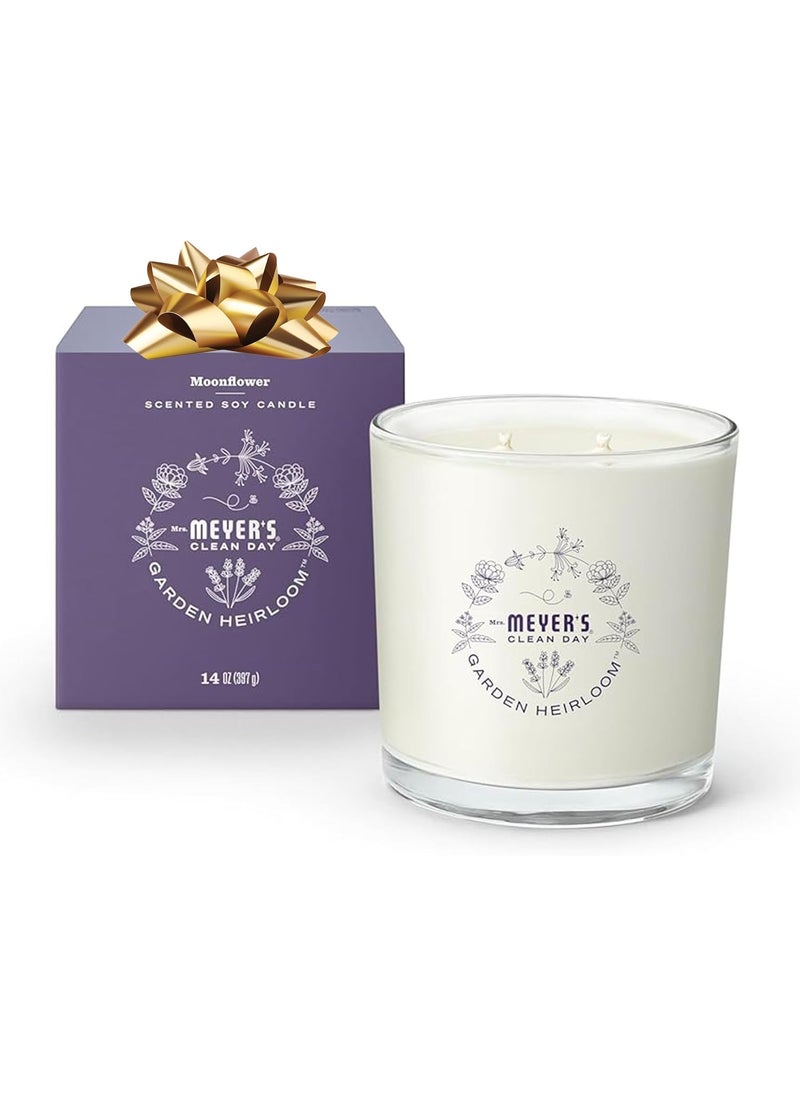 Mrs. Meyers Clean Day Garden Heirloom Scented Soy Candle, Large, Moonflower Scent, 14 Ounce Candle
