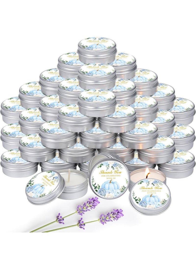 MTLEE 50 Pcs Little Pumpkin Baby Shower Favors Baby Shower Lavender Scented Candles Gift Travel Tin Soy Wax Candle Aromatherapy Candle Favors for Baby Shower Favors(Blue,Boys Pumpkin)