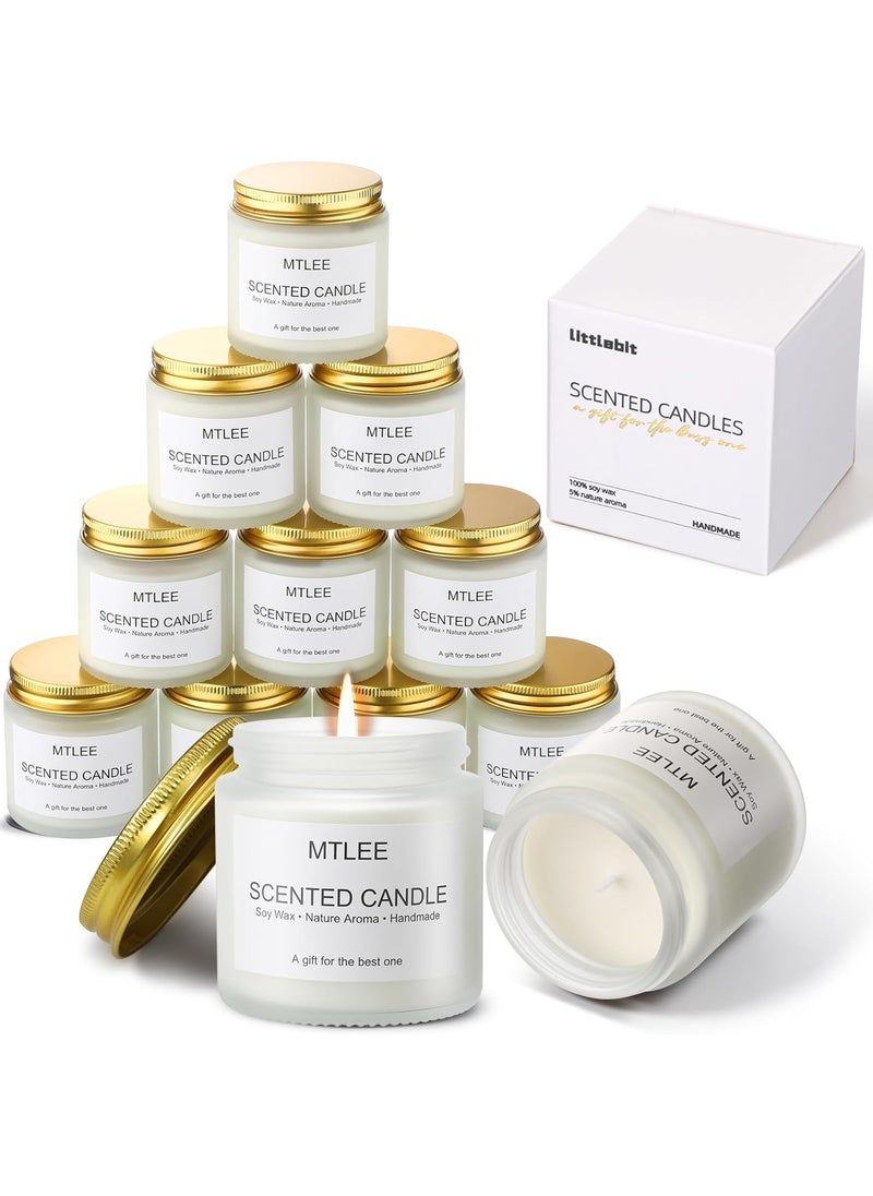 MTLEE 12 Pack Scented Candles Gifts for Women Aromatherapy Candle Bulk Soy Amber Jar Set Thank You Gifts for Valentine's, Mother's Day Birthday Holiday Anniversary Present(White)
