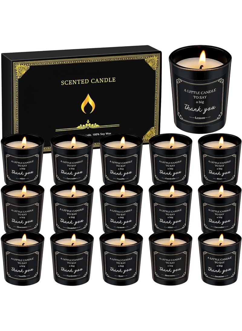 MTLEE 16 Pack Scented Candles Gifts Set Aromatherapy Candles Soy Wax Candles Bulk Scented for Bridesmaid Birthday Valentine's Mother's Day Bath Yoga Family Gatherings Festive(Appreciation,Black)