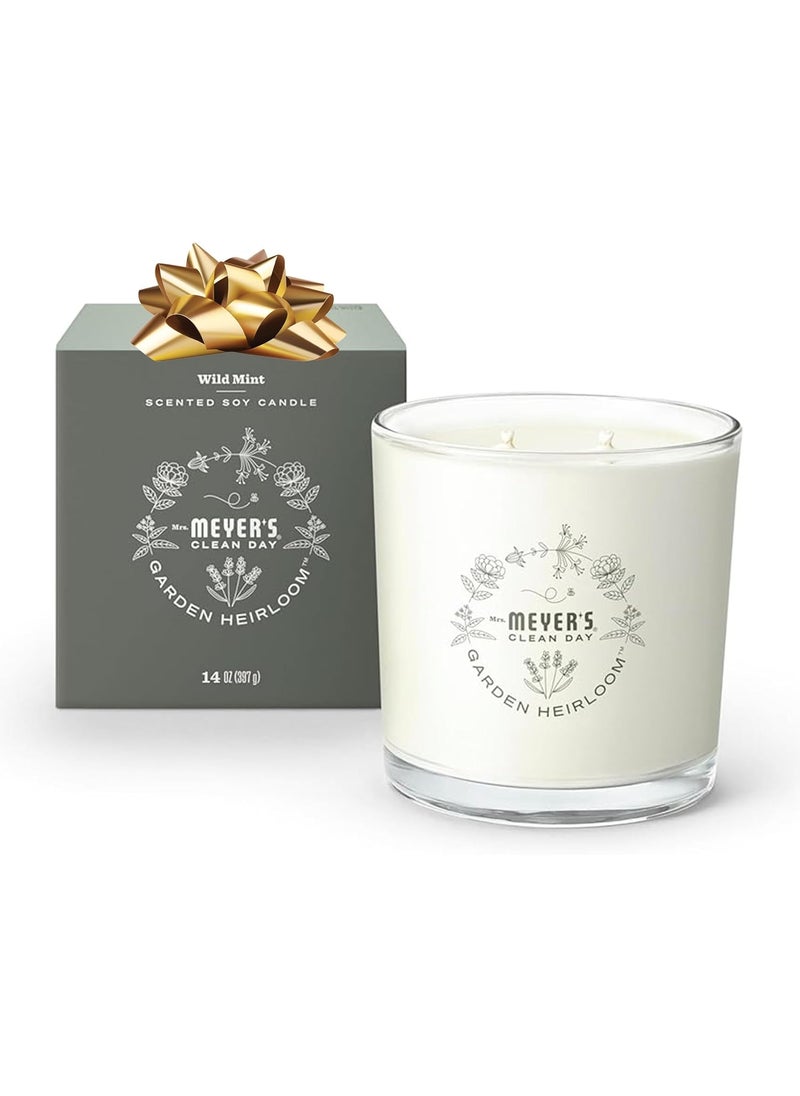 Mrs. Meyers Clean Day Garden Heirloom Scented Soy Candle, Large, Wild Mint Scent, 14 Ounce Candle