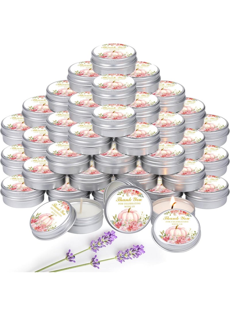 MTLEE 50 Pcs Little Pumpkin Baby Shower Favors Baby Shower Lavender Scented Candles Gift Travel Tin Soy Wax Candle Aromatherapy Candle Favors for Baby Shower Favors(Pink,Girls Pumpkin)