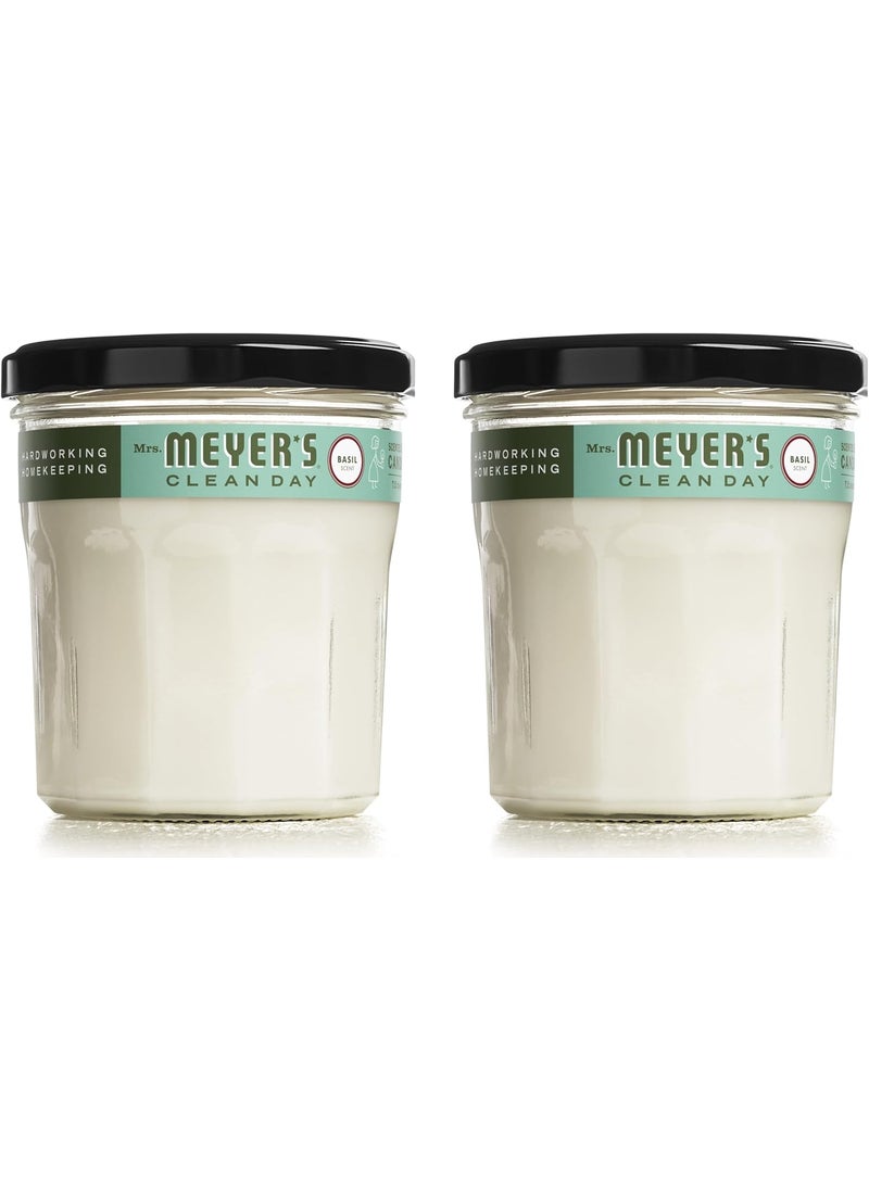 MRS. MEYER'S CLEAN DAY Scented Soy Candle, Large Glass, Basil, 7.2 oz, (Pack of 2)