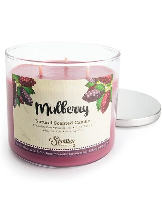 Mulberry Natural 3 Wick Candle, Essential Fragrance Oils, 100% Soy, Phthalate & Paraben Free, Clean Burning, 14.5 Oz.