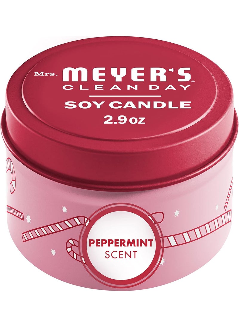 MRS. MEYER'S CLEAN DAY Soy Tin Candle, 12 Hour Burn Time, Made with Soy Wax and Essential Oils, Peppermint, 2.9 oz