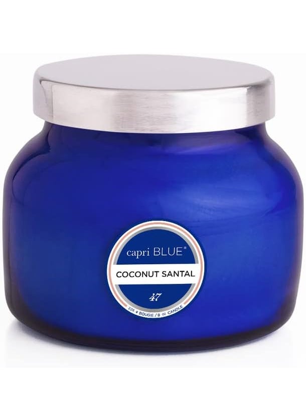 Capri Blue Signature Jar Candles - Long Lasting Soy Wax Blend - Luxury Tropical Scented Candles - Comes in Blue Decorative Glass Jar (Coconut Santal, 8 oz)