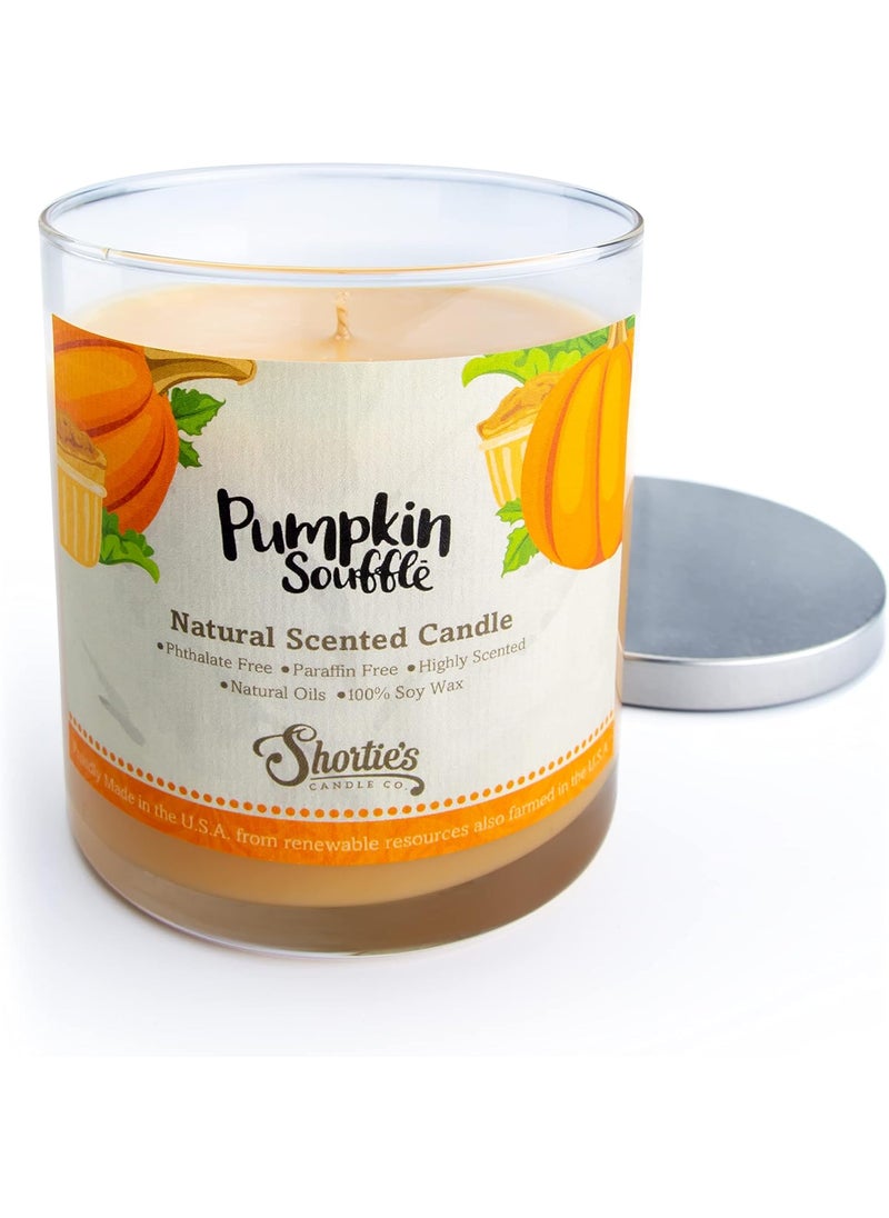 Pumpkin Souffle Scented Natural Soy Candle, Essential Fragrance Oils, 100% Soy, Phthalate & Paraben Free, Clean Burning, 9 Oz.