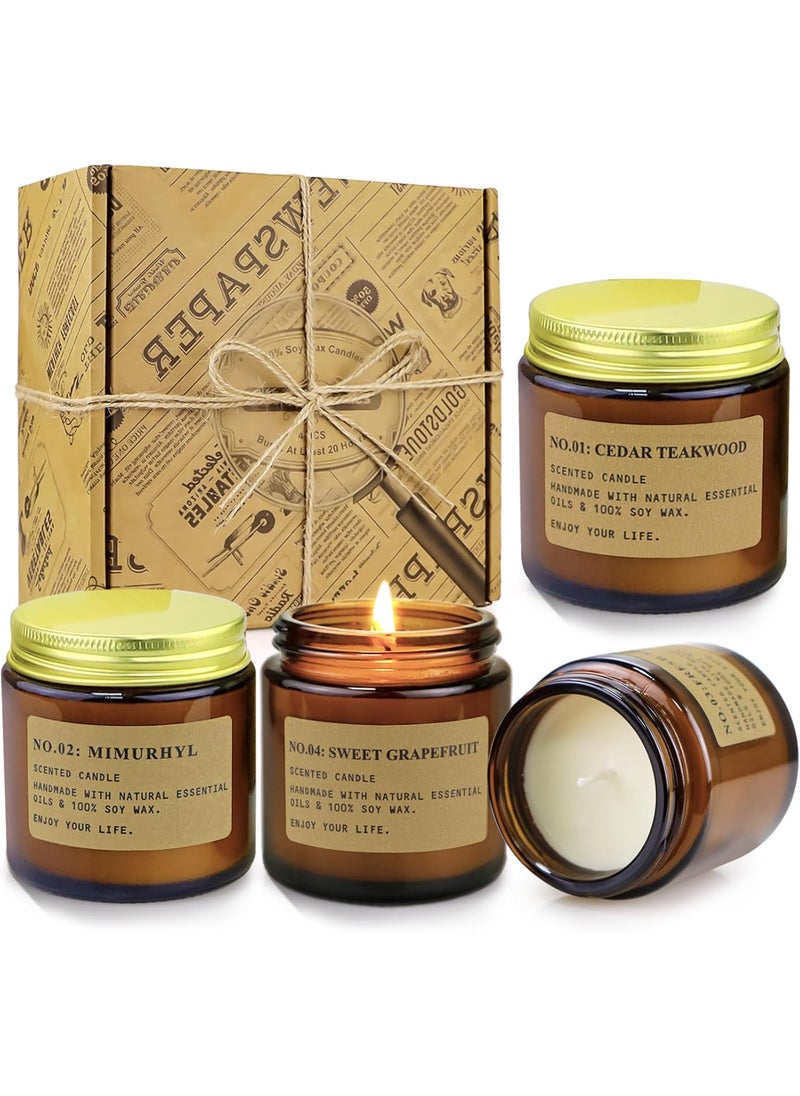4 Pack Candles for Home Scented Candles Clearance, Aromatherapy Candle Gifts for Women, Natural Soy Wax Long Lasting Amber Jar Candles Set, Gifts for Birthday, Valentine's, Mother's, Anniversary