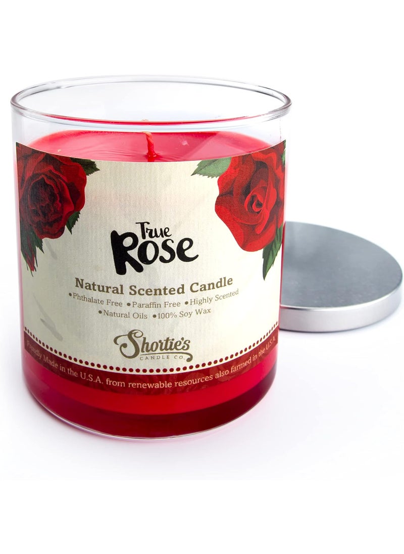 True Rose Scented Natural Soy Candle, Essential Fragrance Oils, 100% Soy, Phthalate & Paraben Free, Clean Burning, 9 Oz.