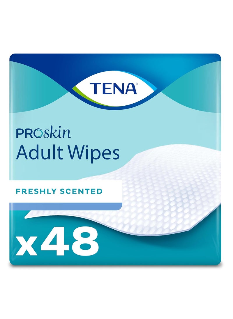 TENA ProSkin Ultra Adult Wipes, 48 Count - Pre-Moistened and Hypoallergenic for Personal Cleansing