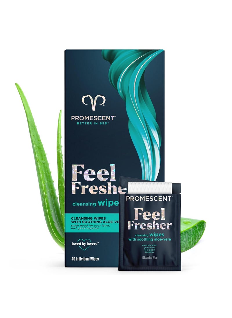 Promescent Wipes for Adults, Hygiene Wipes, Feminine Wipes Individually Wrapped, Intimate Wipes for Men & Women with Aloe Vera, Female Wipes, PH Balanced Wipes (40 Count)