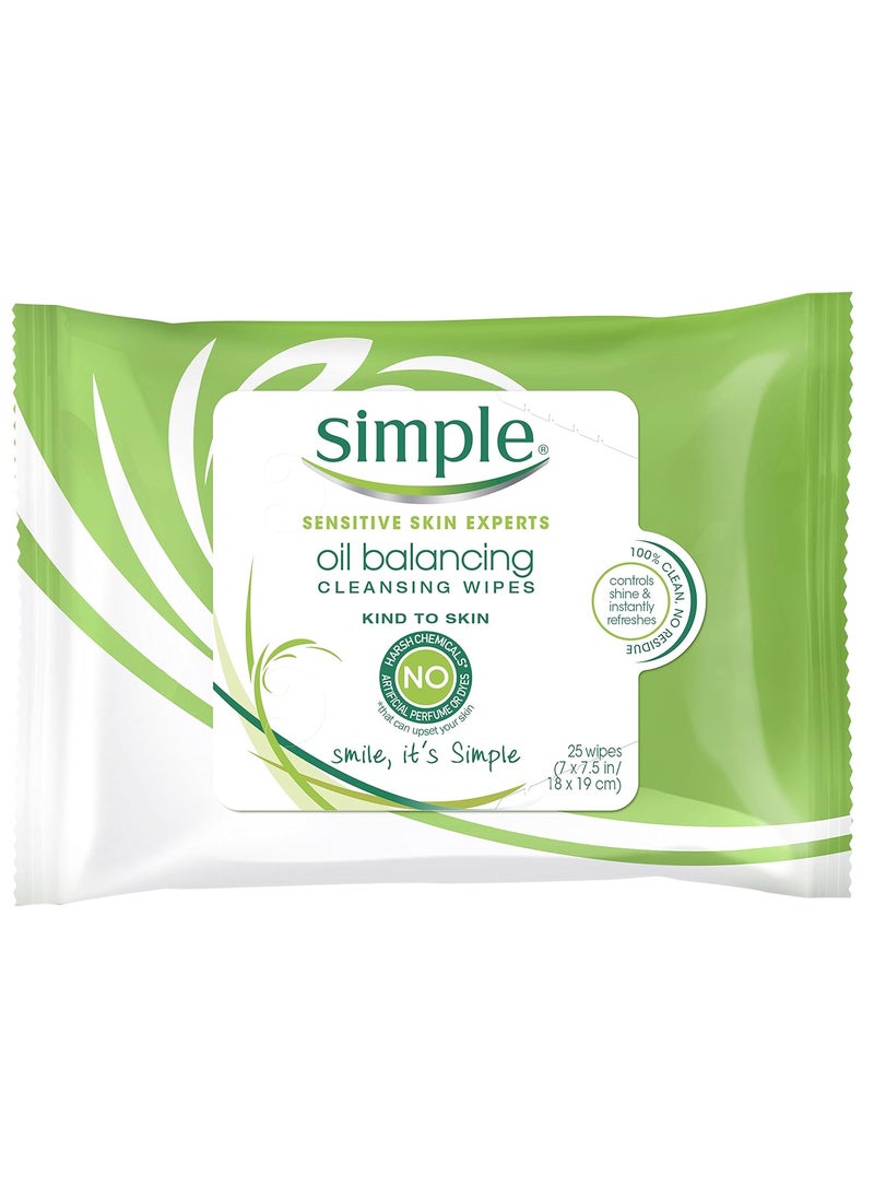 Simple Cleansing Facial Wipes, Oil Balancing 25 ct