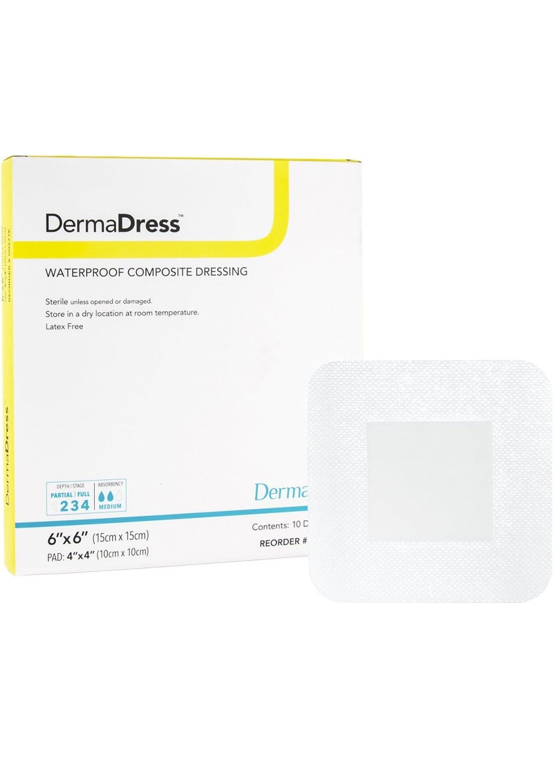 Dermarite Industries Derma Dress Pad, 6x6 (4x4, 10 Count