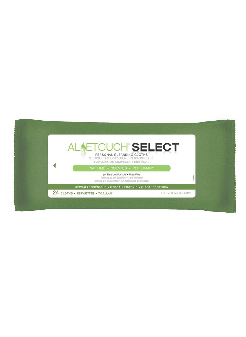 Medline AloeTouch Select Personal Cleansing Cloth Wipes, Scented, 8