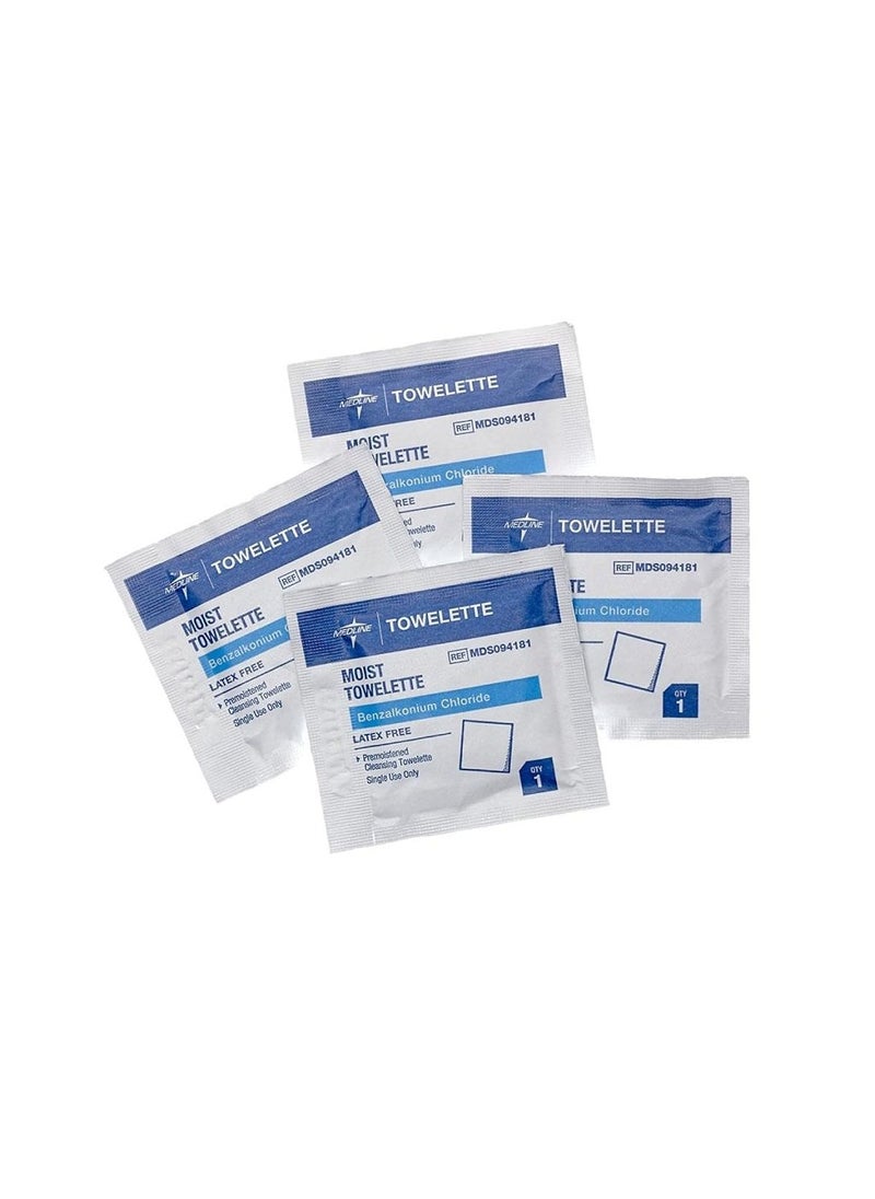Medline Alcohol-Free Moist Towelette, Latex-Free, 100 Count (Pack of 10)