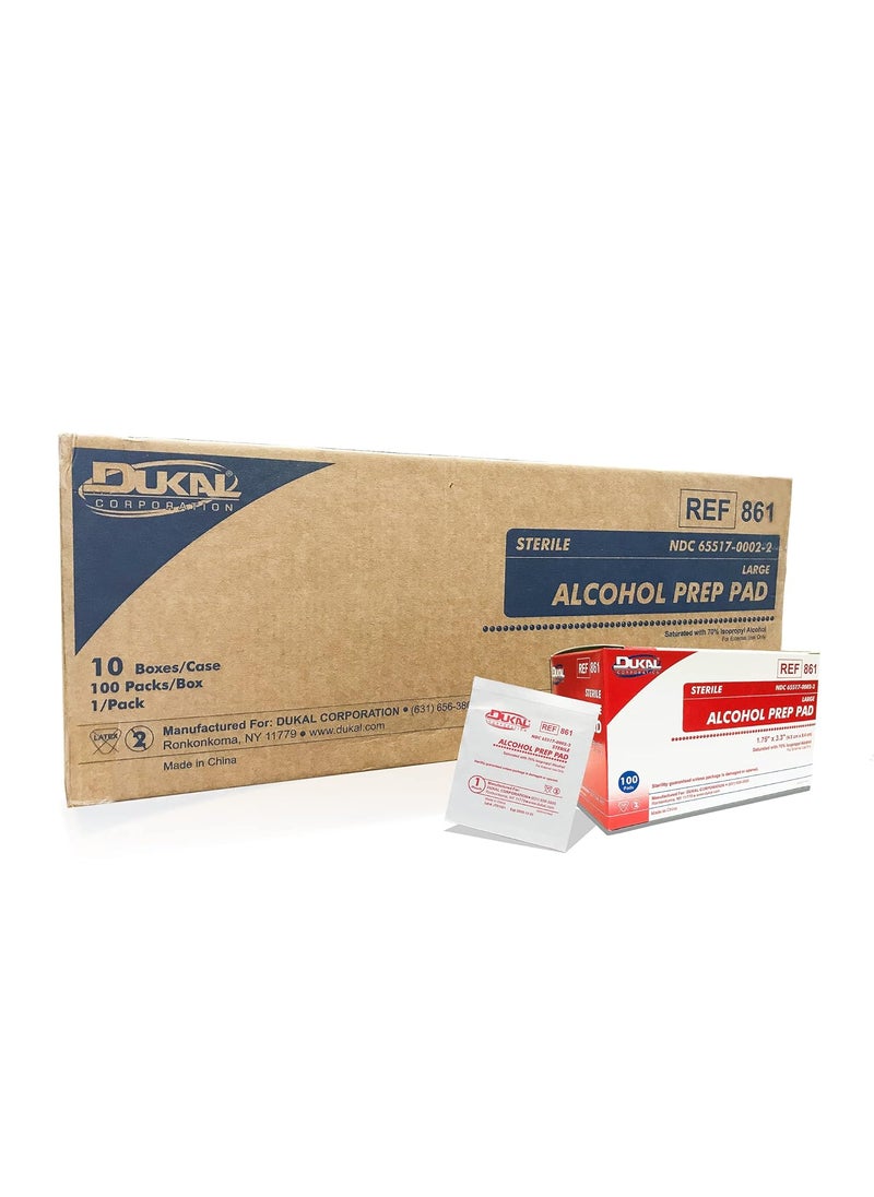 Dukal Alcohol Prep Pad, Sterile, Large (Pack of 1000)