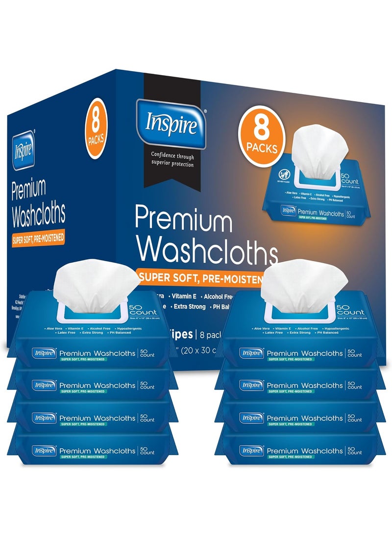 Inspire Adult Wet Wipes, Wash Cloths, Incontinence & Cleansing for Elderly Extra Large, 8
