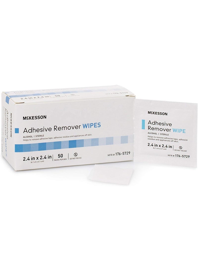 McKesson Adhesive Remover Wipes, Sterile, Individual Packet, 50 Wipes