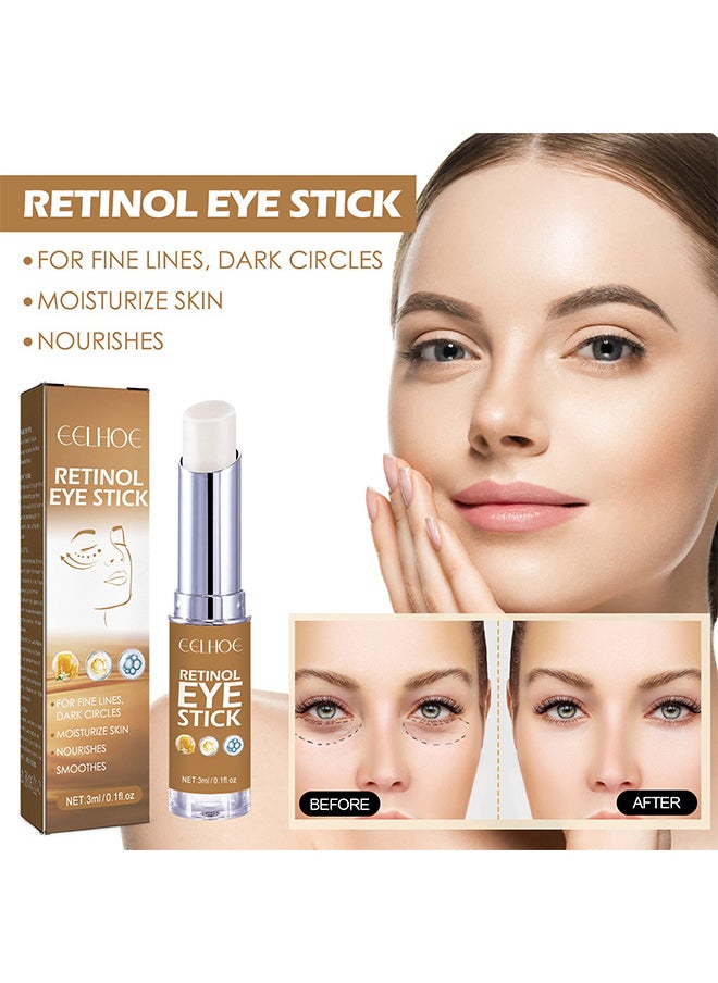 Retinol Eye Stick With Collagen And Hyaluronic Acid For Dark Circle Puffiness Eye Bags And Fine Lines Retinol Eye Cream Eye Brightener Stick Under Eye Cream For Anti Aging Improve Eye Skin
