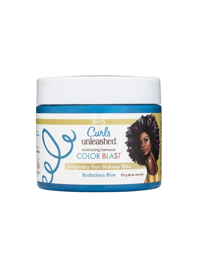 ORS Curls Unleashed Color Blast Temporary Color Wax, Infused with Beeswax & Castor Oil, Bodacious Blue (6.0 oz)