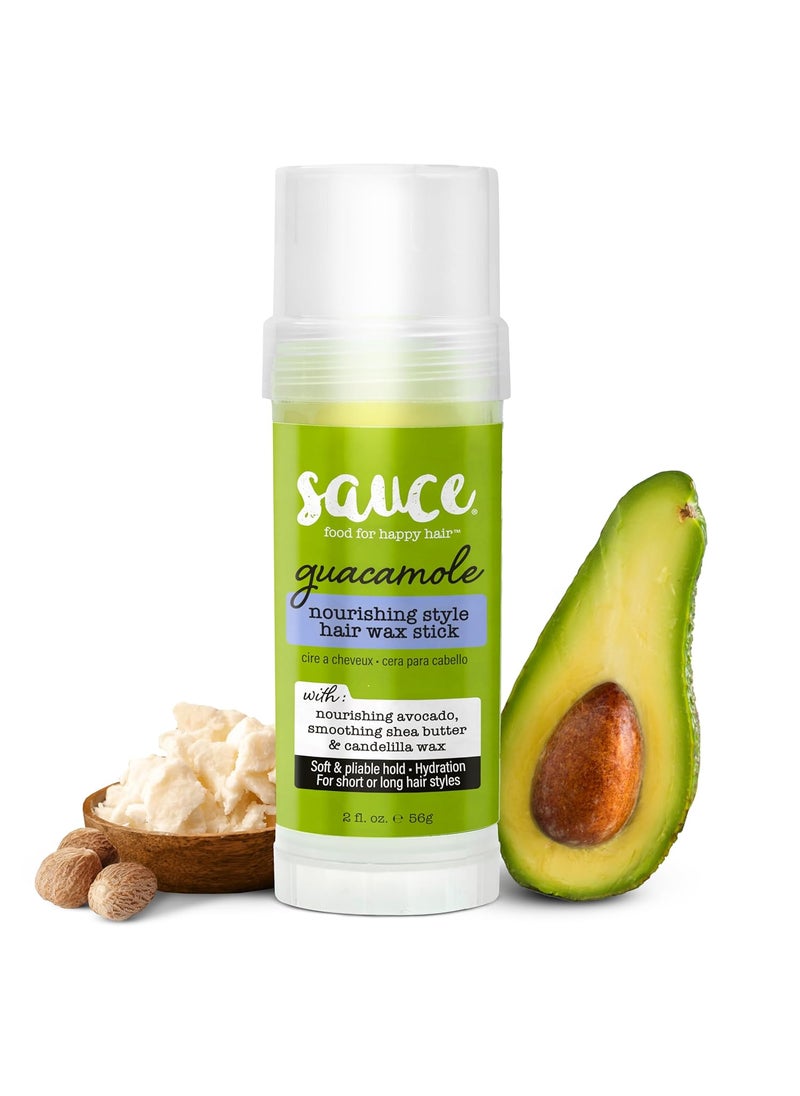 SAUCE BEAUTY Guacamole Hair Wax - Paraben & Sulfate Free, Moisturizing Avocado Oil & Shea Butter Wax for Styling Flyaway & Brittle Hair (2 oz)