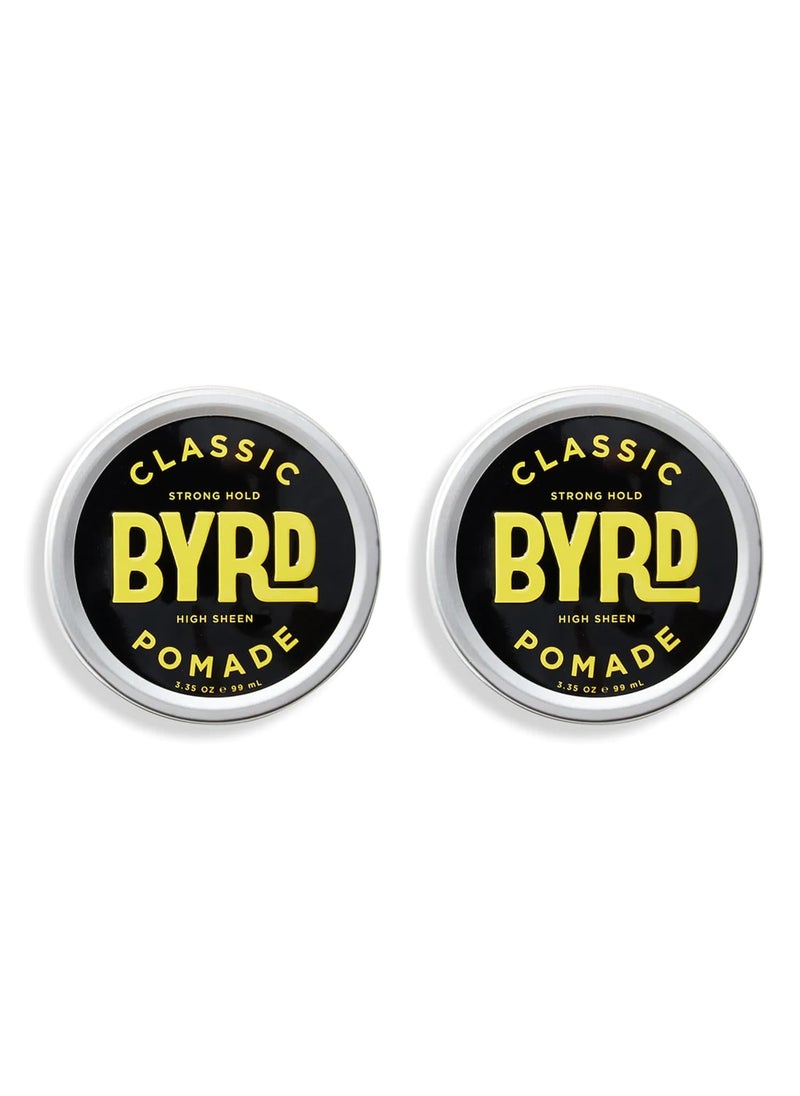 BYRD Hairdo Products Classic Pomade 2-Pack - Strong Hold, High Shine Finish, Add Flexible Texture to All Hair Types, 3.35 Oz Each (Two Pack)