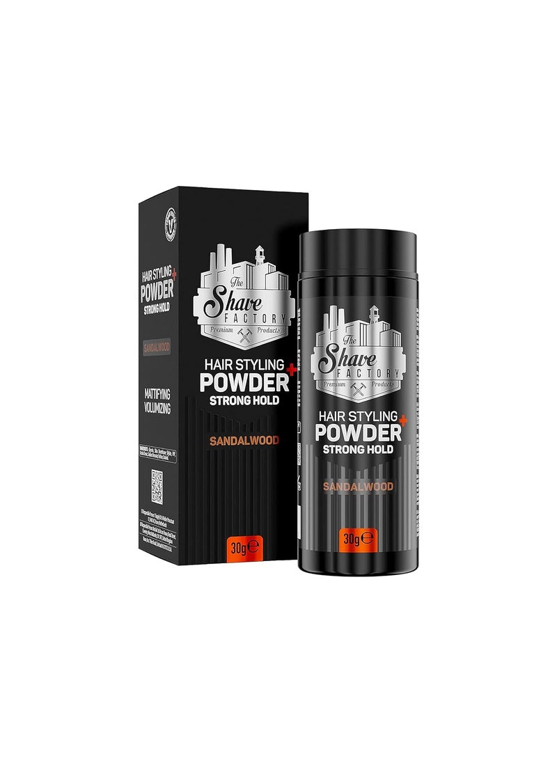 the shave factory Sandalwood Hair Styling Powder (30g) - Powder Wax, Styling Powder, Mattifying and Voluminous Powder with Maximum Control, Flexible and Long-Lasting Fixation